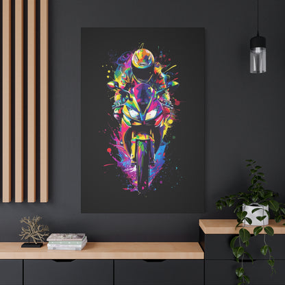 Neon Motorcycle Canvas Art, Perfect for Bikers, Home Decor, Gifts for Riders, Colorful Wall Art, Bike Lover's Gift - VYBE Shop