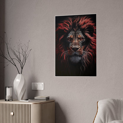 Lion Art Print Poster - Vibrant Glossy Wall Decor for Animal Lovers, Modern Home Accent, Majestic Lion Art - VYBE Shop