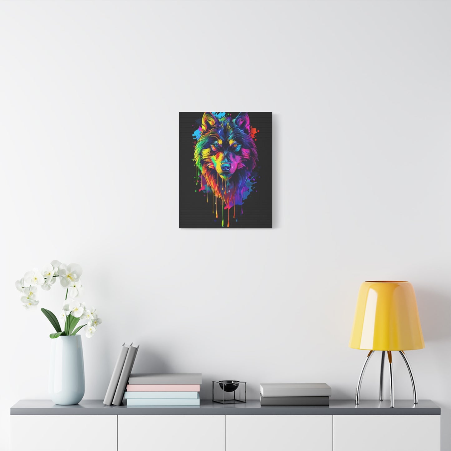 Neon Wolf Canvas Wall Art, Colorful Animal Decor, Home Office Decoration, Unique Gift for Nature Lovers, Modern Art Print, Wildlife [...] - VYBE Shop