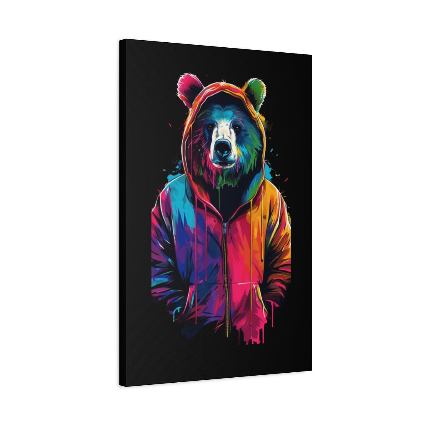 Vibrant Bear Canvas Art, Colorful Wall Decor, Modern Animal Painting, Home Aesthetic, Unique Gift Idea, Wildlife Lover Decor - VYBE Shop