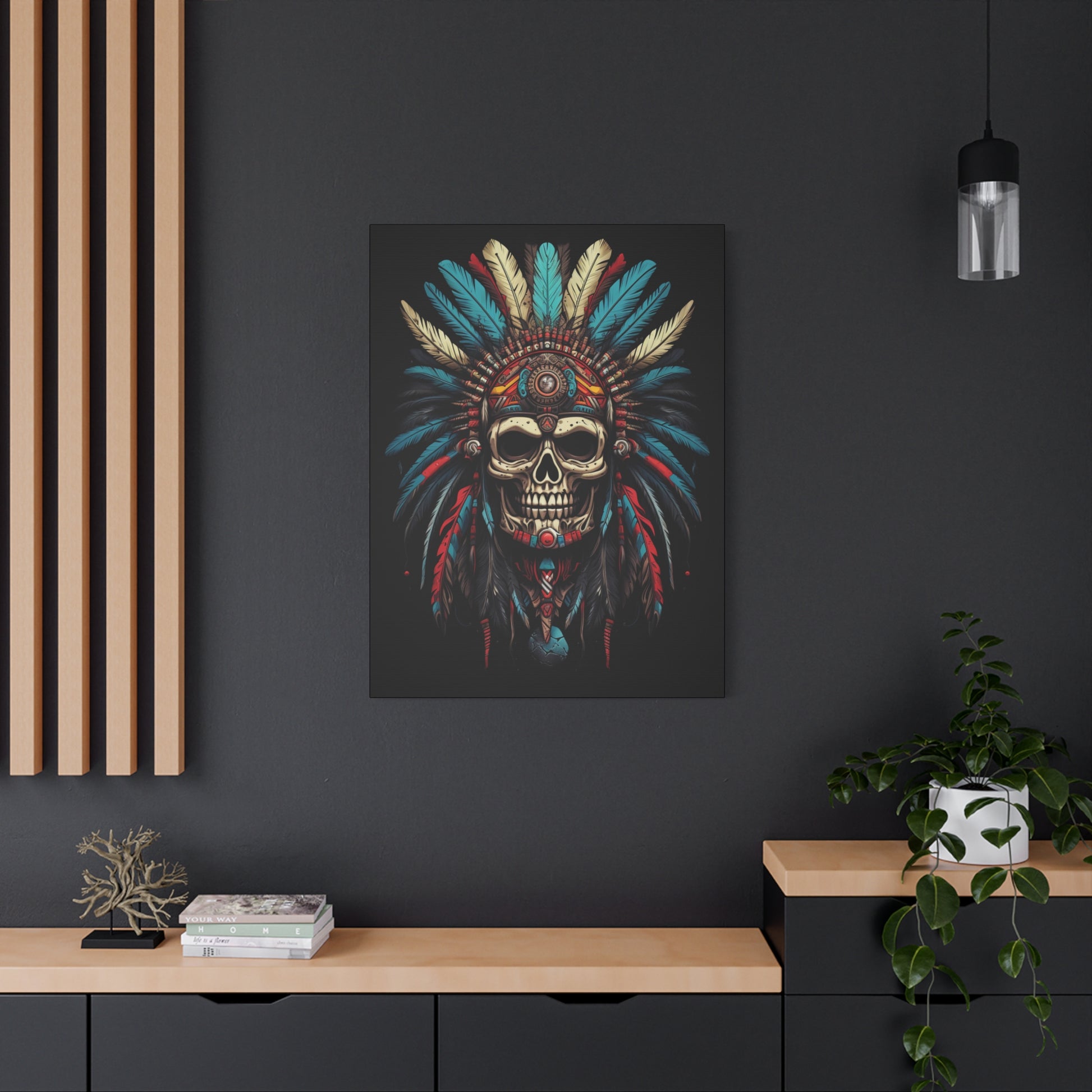 Bohemian Skull Canvas Art Print, Stretched Wall Decor, Unique Skull Artwork, Home Office Decoration, Ideal Gift for Art Lovers - VYBE Shop
