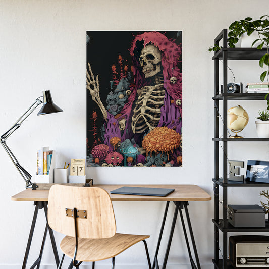 Skeleton Vibrant Skeleton Art Print, Glossy Poster, Gothic Wall Art - VYBE Shop