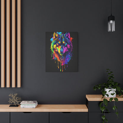 Neon Wolf Canvas Wall Art, Colorful Animal Decor, Home Office Decoration, Unique Gift for Nature Lovers, Modern Art Print, Wildlife [...] - VYBE Shop