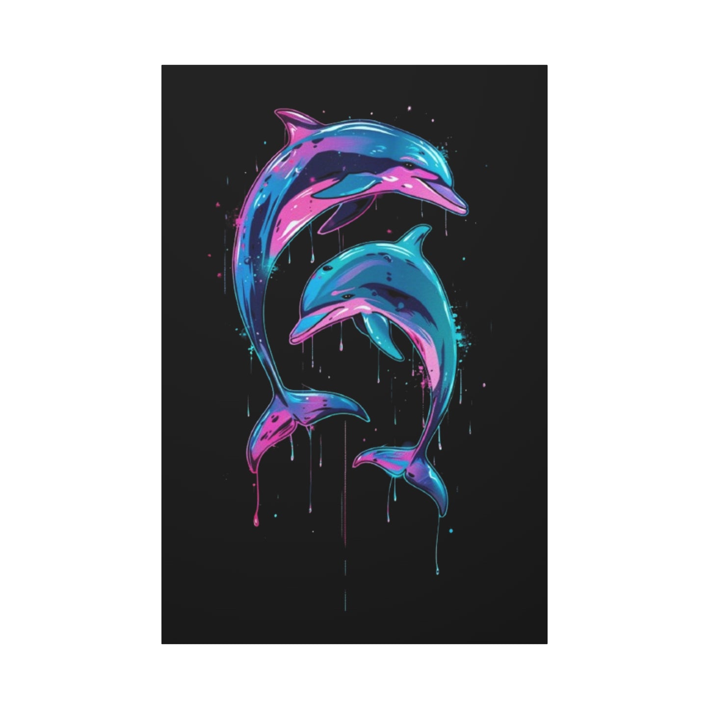 Neon Dolphin Design, Framed Canvas - VYBE Shop