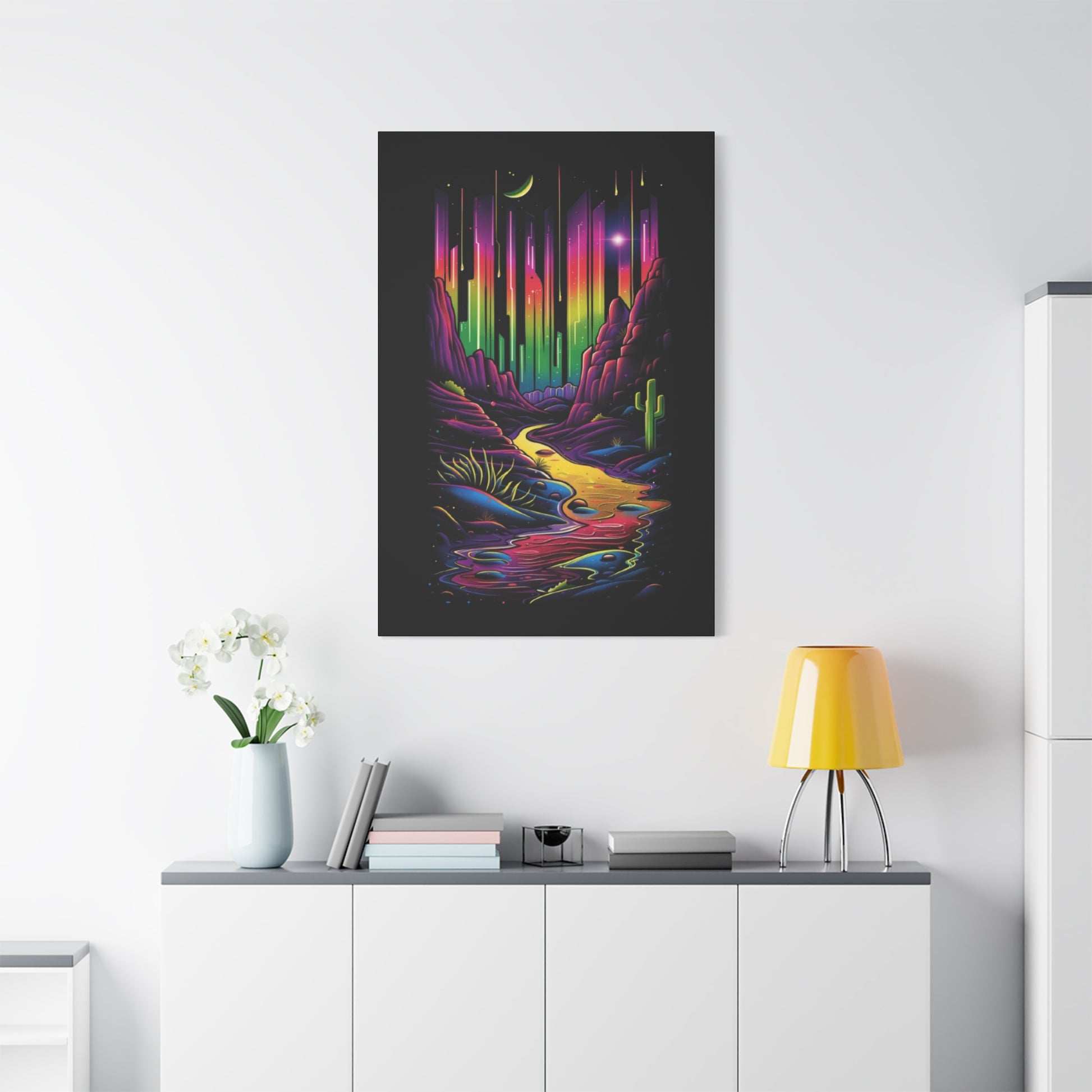 Neon Nature Canvas Art, Wall Decor, Colorful Landscape, Bohemian Home Decor, Gift for Art Lovers, Unique Wall Hanging - VYBE Shop