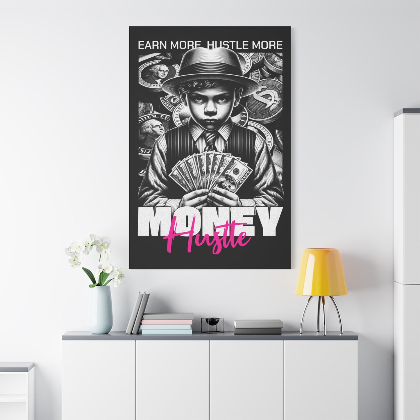 Money Hustle Matte Canvas Art Print, Motivational Wall Decor, Hustler Gift, Office Art, Entrepreneurship Wall Art, Home Decor - VYBE Shop