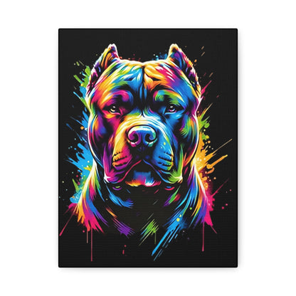 Neon Pitbull Canvas Art Print | Pet Lover Wall Decor, Dog Decor, Home Art, Gift for Dog Owners, Vibrant Animal Wall Art - VYBE Shop