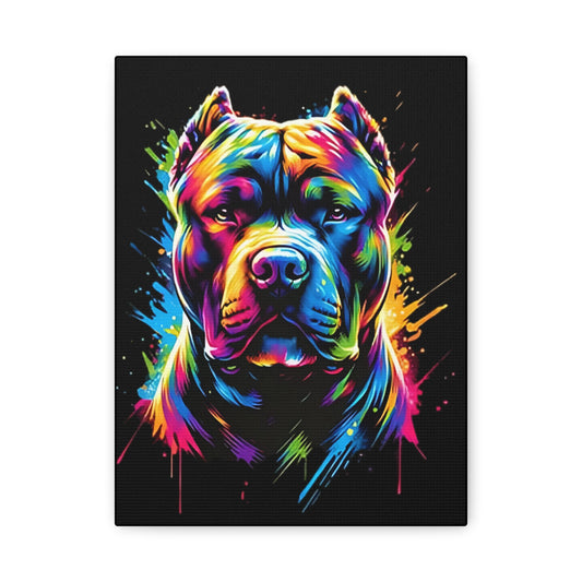 Neon Pitbull Canvas Art Print | Pet Lover Wall Decor, Dog Decor, Home Art, Gift for Dog Owners, Vibrant Animal Wall Art - VYBE Shop