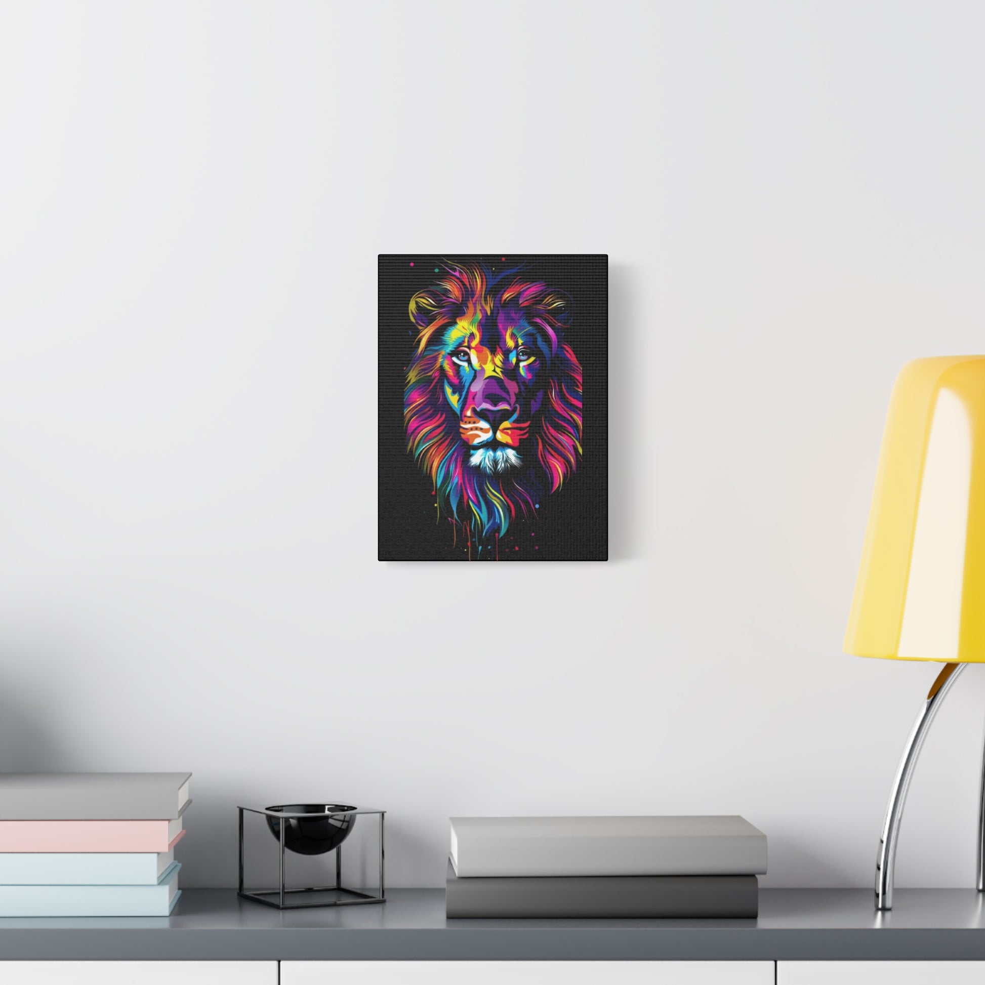 Neon Lion Art Canvas, Colorful Wall Decor, Animal Lover Gift, Home Decoration, Boho Style - VYBE Shop