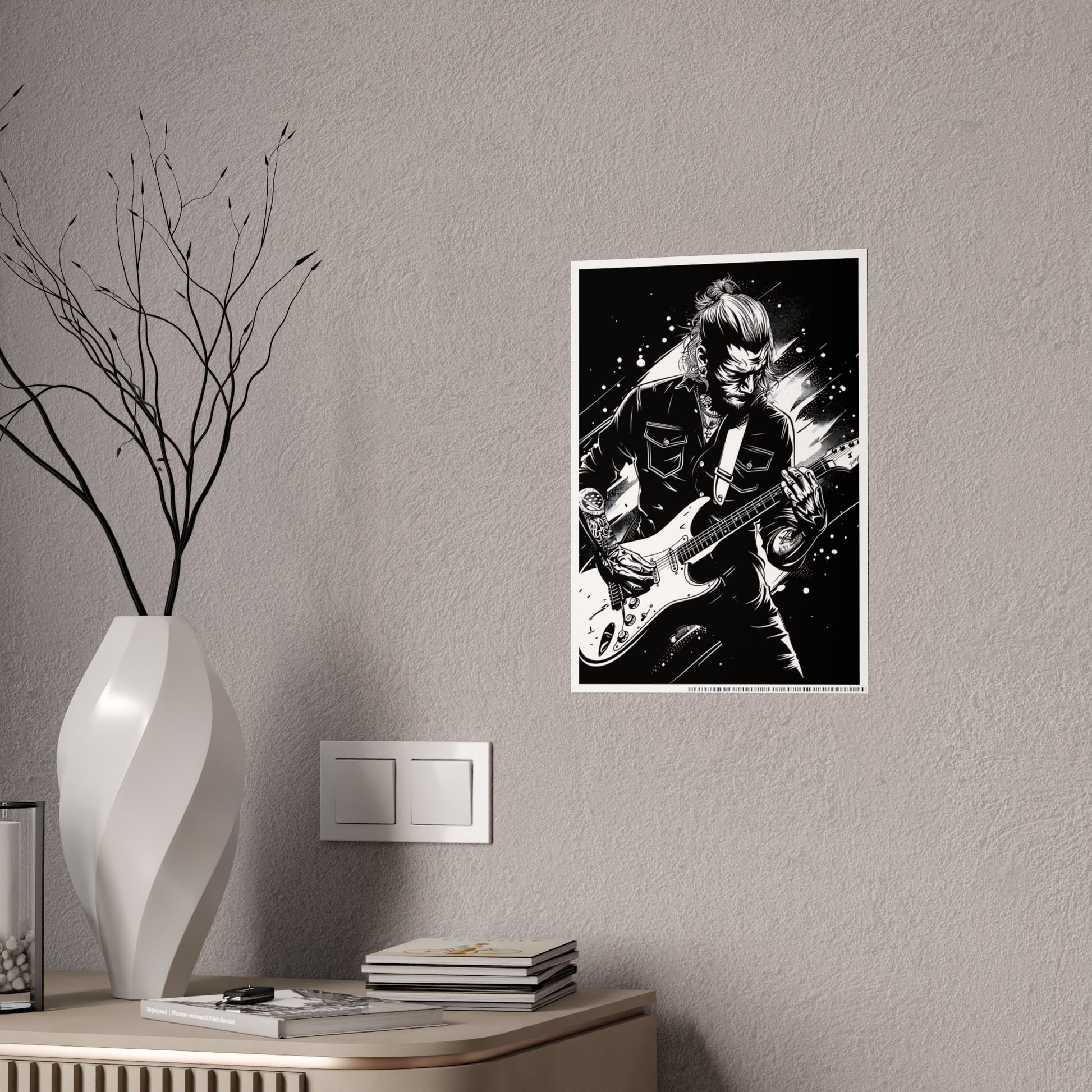 Rock Rockstar Gloss Poster - Rock Music Wall Art Décor, Black and White Art Print for Musicians, Aesthetic Living Room Gift - VYBE Shop