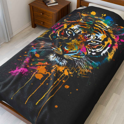 Vibrant Tiger Plush Blanket