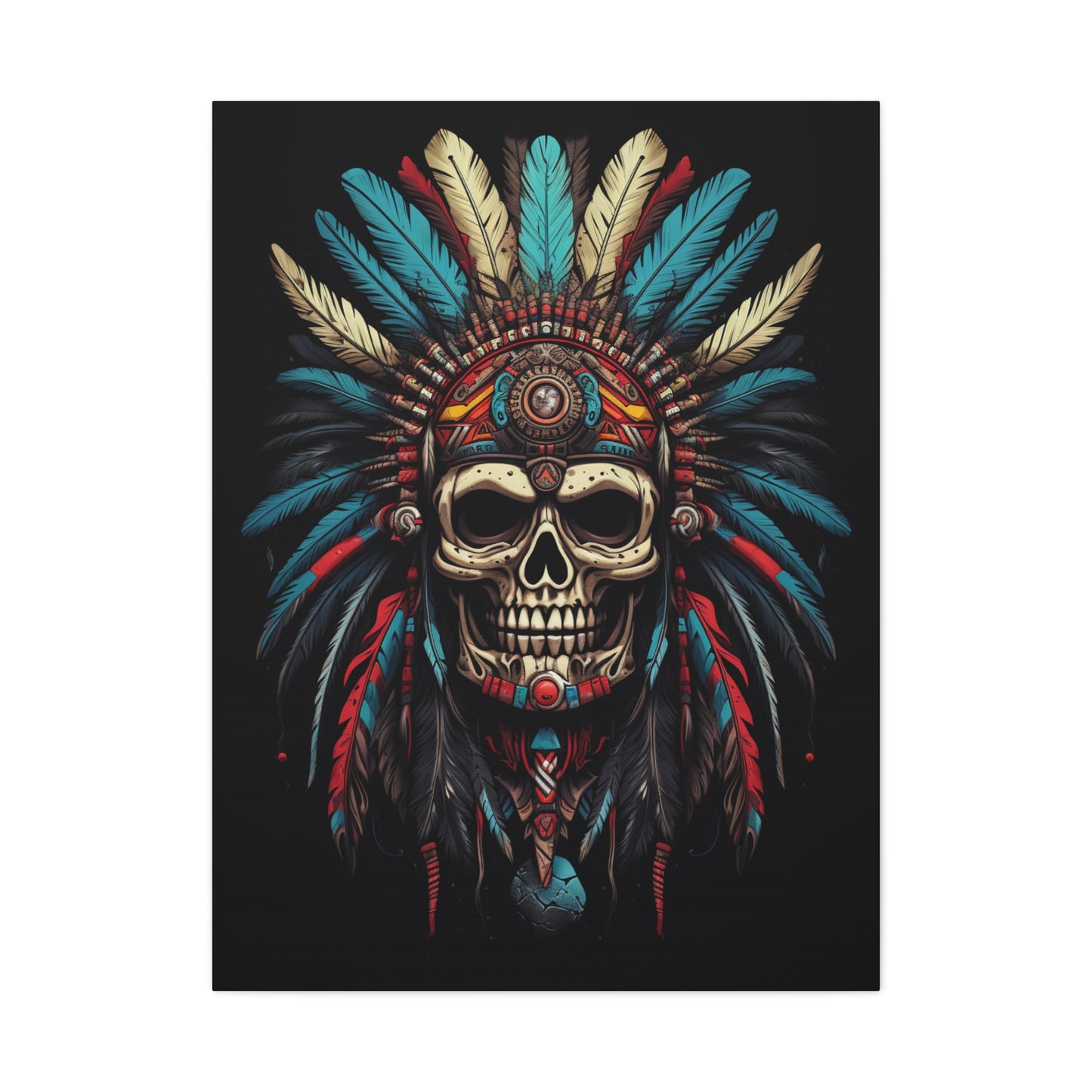 Bohemian Skull Canvas Art Print, Stretched Wall Decor, Unique Skull Artwork, Home Office Decoration, Ideal Gift for Art Lovers - VYBE Shop
