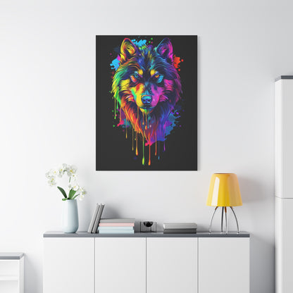 Neon Wolf Canvas Wall Art, Colorful Animal Decor, Home Office Decoration, Unique Gift for Nature Lovers, Modern Art Print, Wildlife [...] - VYBE Shop