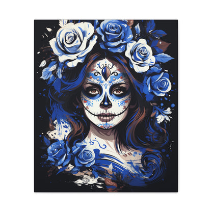 Vibrant Sugar Skull Canvas Art, Day of the Dead Decor, Wall Art, Gift for Art Lovers, Unique Home Decoration, Boho Style Art - VYBE Shop