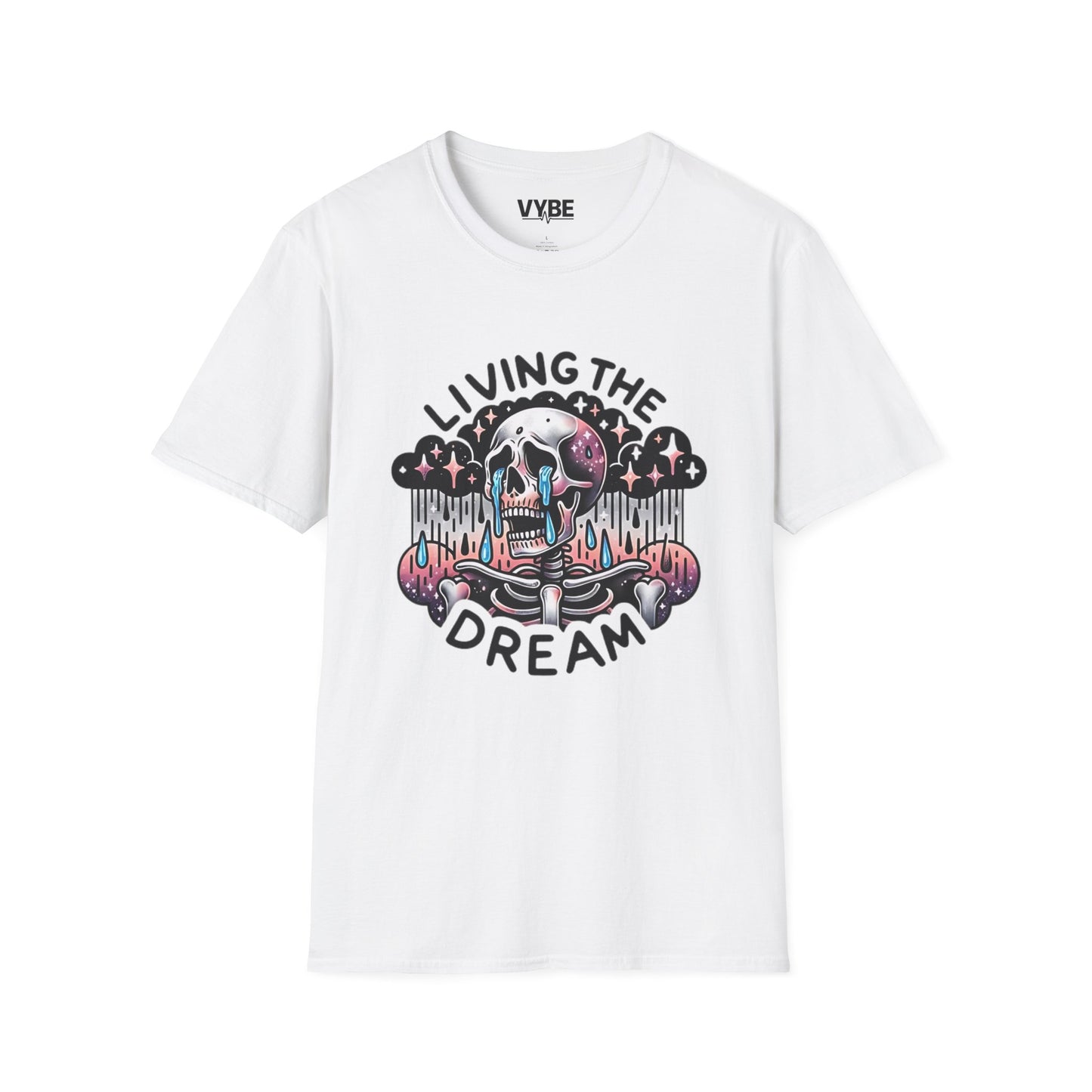 Funny- Living the Dream Skull Graphic T-Shirt - VYBE Shop