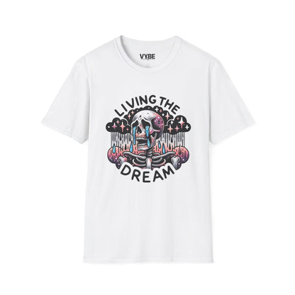 Funny- Living the Dream Skull Graphic T-Shirt - VYBE Shop