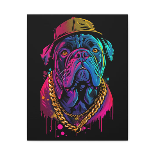 Neon Bulldog Canvas Art, Colorful Dog Wall Decor, Funky Pet Portrait, Dog Lover Gift, Unique Home Decoration - VYBE Shop