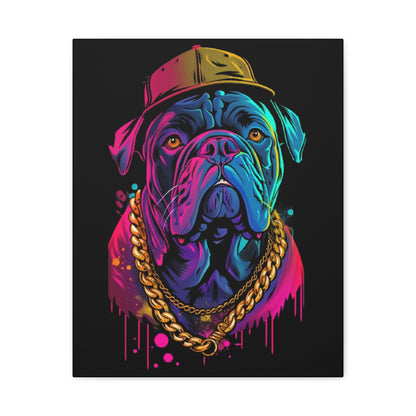 Neon Bulldog Canvas Art, Colorful Dog Wall Decor, Funky Pet Portrait, Dog Lover Gift, Unique Home Decoration - VYBE Shop