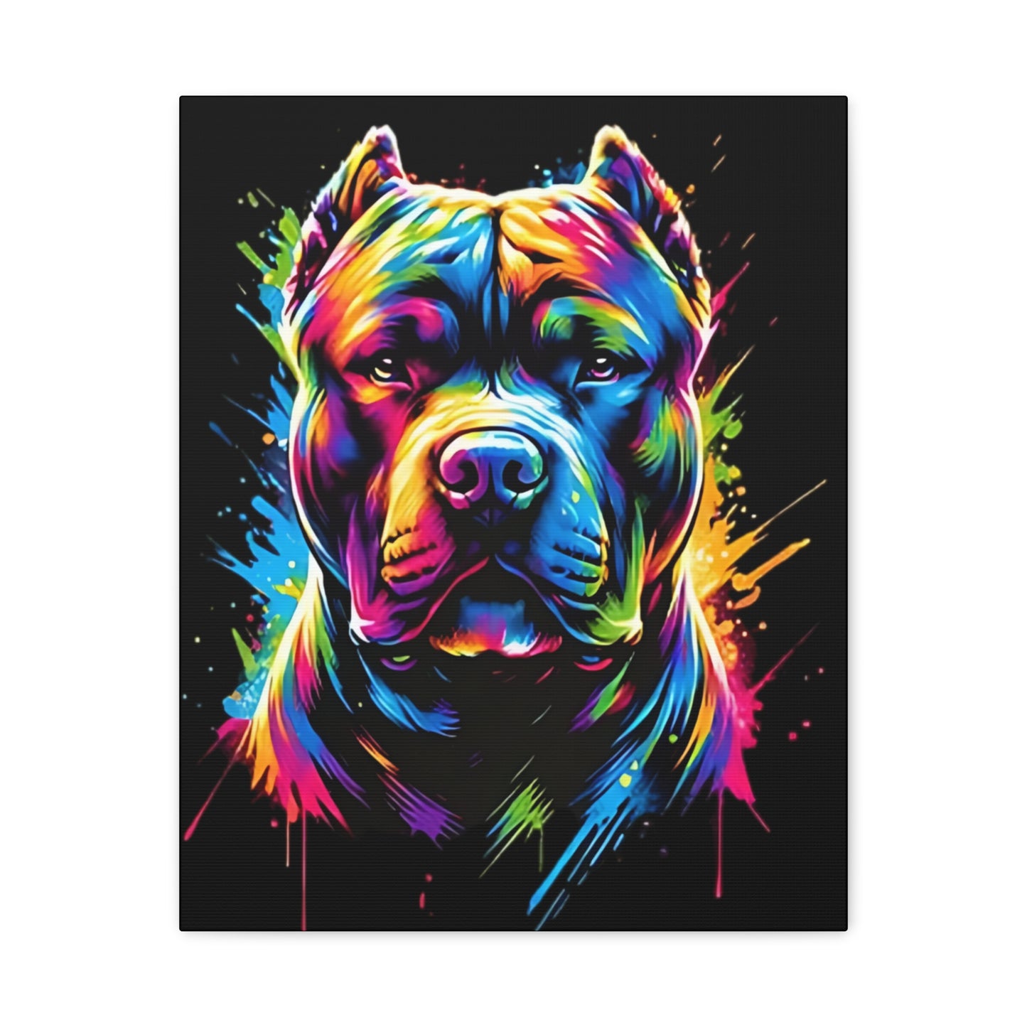 Neon Pitbull Canvas Art Print | Pet Lover Wall Decor, Dog Decor, Home Art, Gift for Dog Owners, Vibrant Animal Wall Art - VYBE Shop