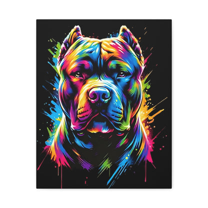 Neon Pitbull Canvas Art Print | Pet Lover Wall Decor, Dog Decor, Home Art, Gift for Dog Owners, Vibrant Animal Wall Art - VYBE Shop