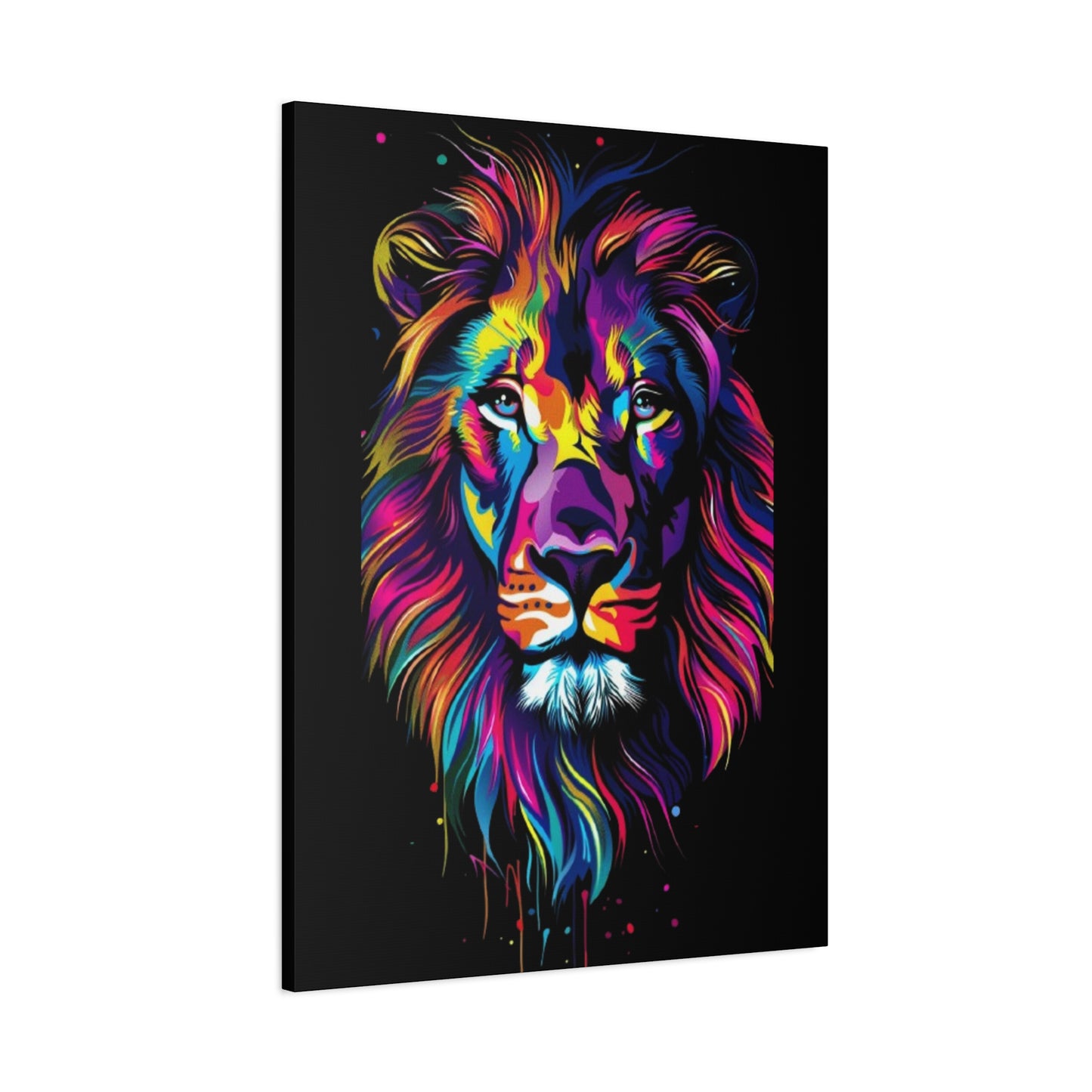 Neon Lion Art Canvas, Colorful Wall Decor, Animal Lover Gift, Home Decoration, Boho Style - VYBE Shop