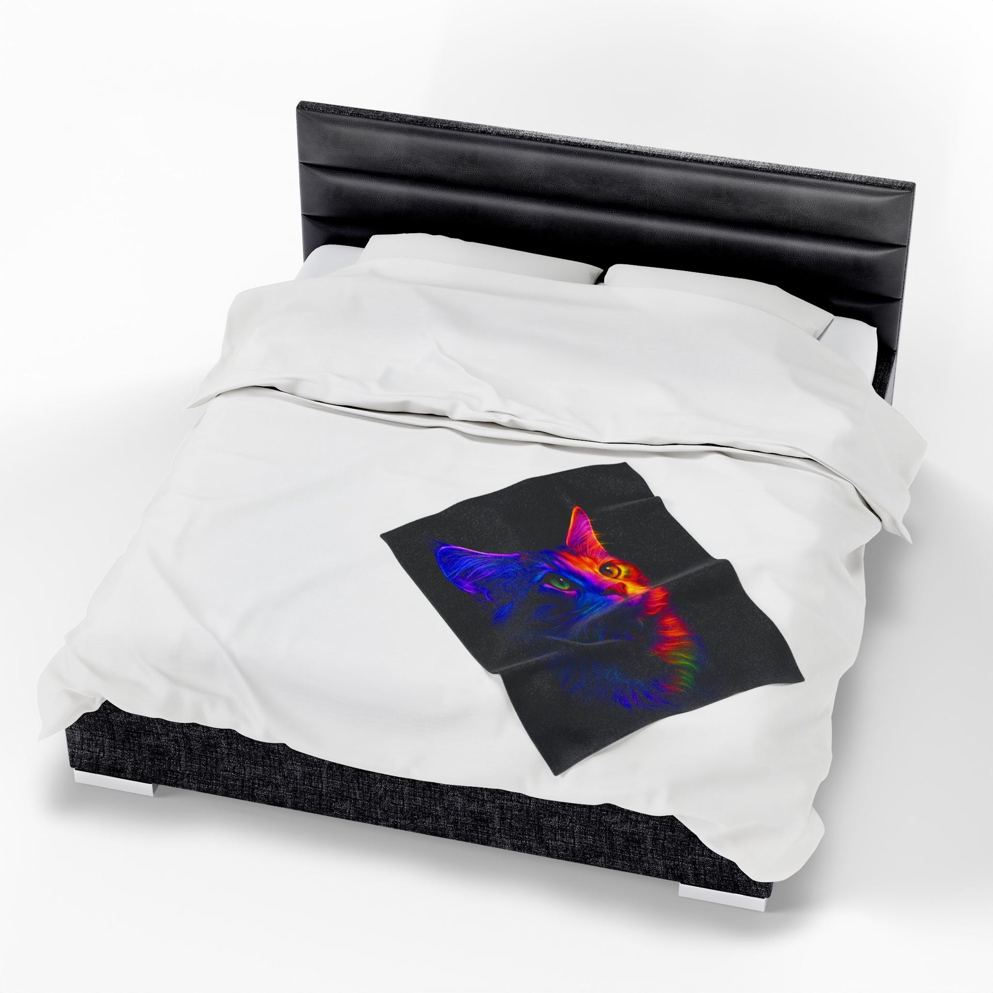 Neon Cat Velvet Blanket - VYBE Shop