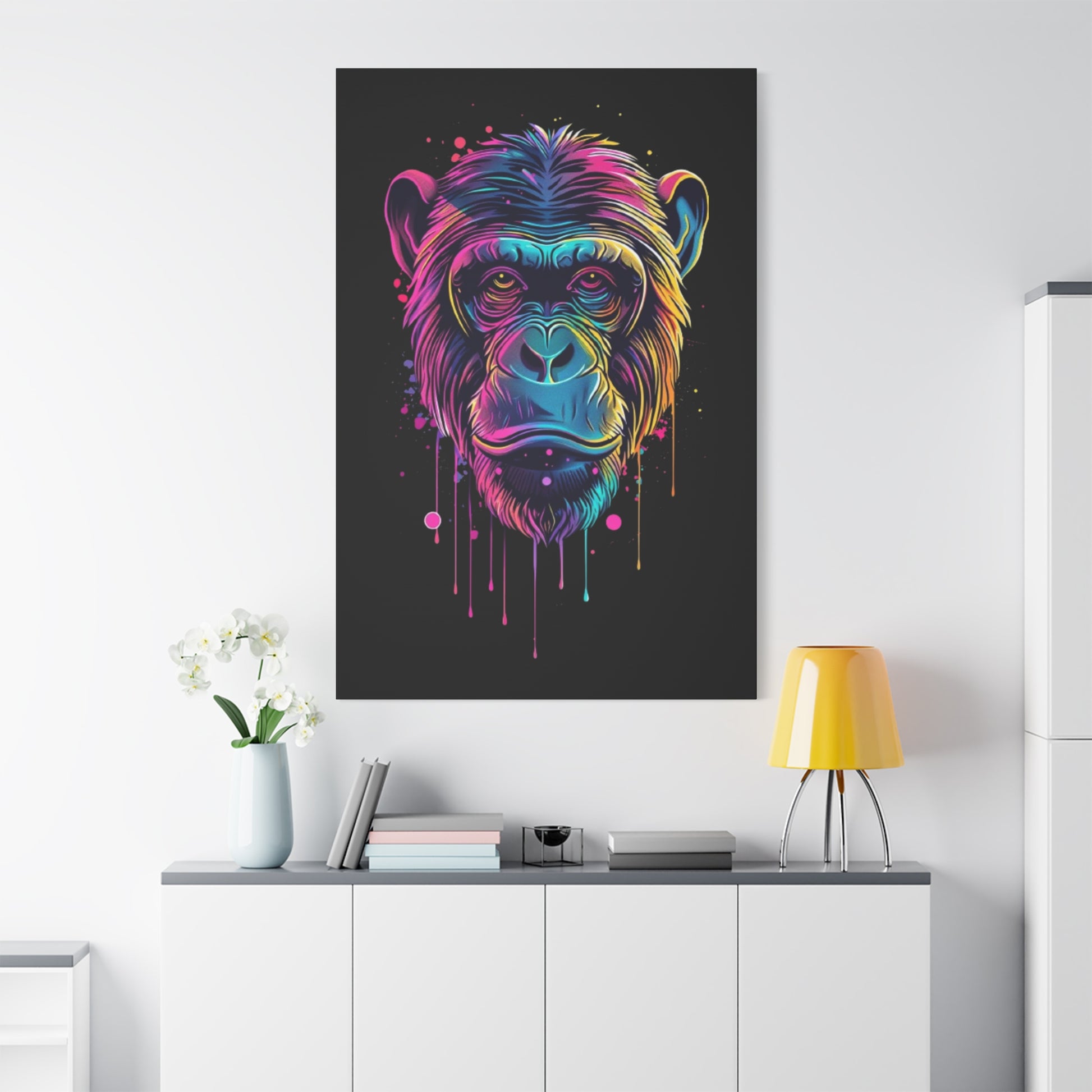 Colorful Monkey Canvas Art, Wall Decor, Animal Lover Gift, Gamer Room Design, Colorful Home Decoration - VYBE Shop