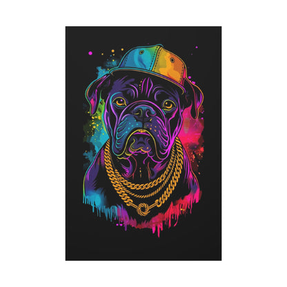 Neon Dog In Chain Matte Canvas, Stretched, 1.25" - VYBE Shop