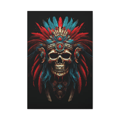 Bohemian Skull Canvas Print, Wall Art, Home Decor, Unique Gift, Ethnic Artwork, Colorful Wall Hanging - VYBE Shop