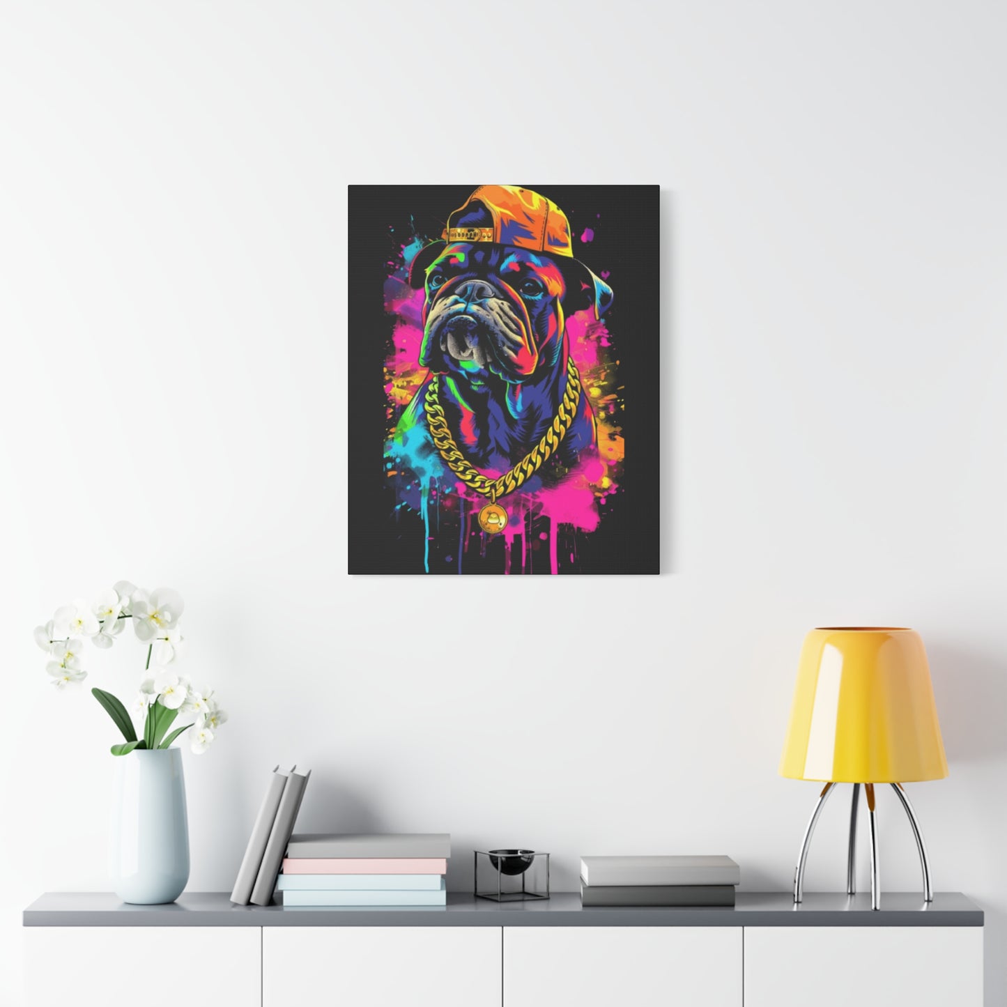 Vibrant Dog In Chain Canvas Print - VYBE Shop