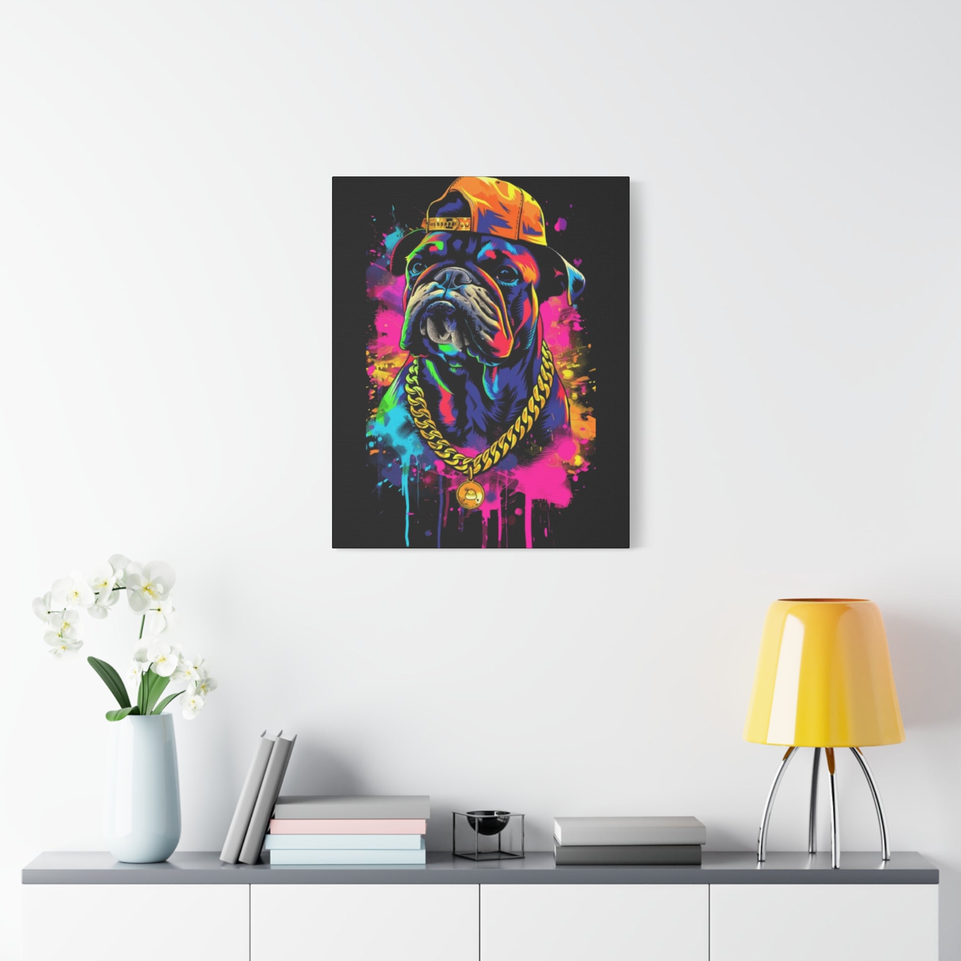 Vibrant Dog In Chain Canvas Print - VYBE Shop