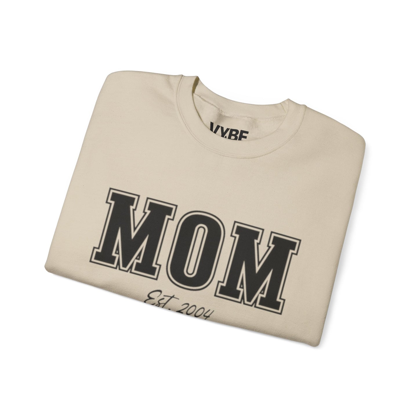 Customizable Mom Established Crewneck Sweatshirt - Personalize with Child's Birth Year for Unique Style - VYBE