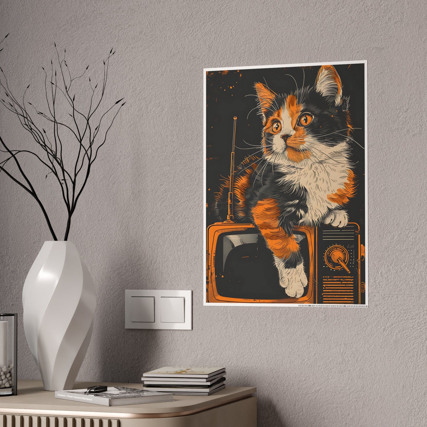 Cat Vintage Cat Art Print - Retro Animal Wall Art Gloss Poster for Cat Lovers - VYBE Shop