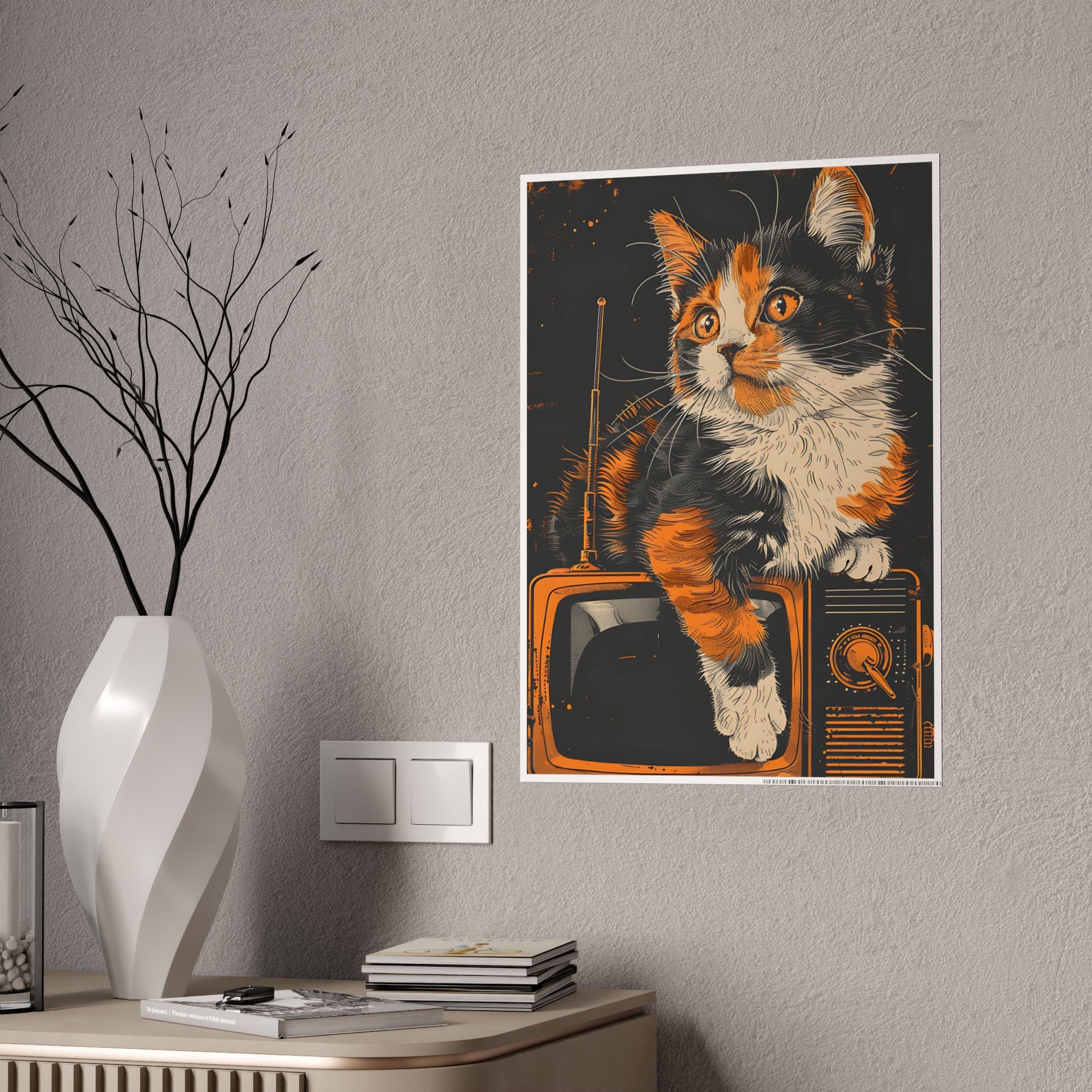 Cat Vintage Cat Art Print - Retro Animal Wall Art Gloss Poster for Cat Lovers - VYBE Shop