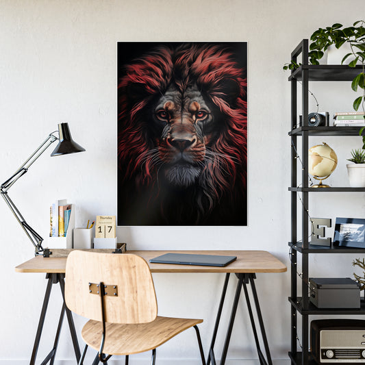 Lion Art Print Poster - Vibrant Glossy Wall Decor for Animal Lovers, Modern Home Accent, Majestic Lion Art - VYBE Shop