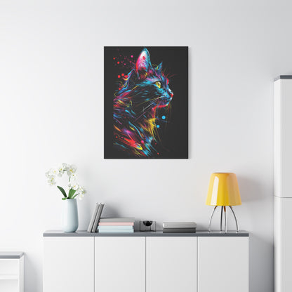Neon Cat Design Matte Canvas Framed Print - VYBE Shop