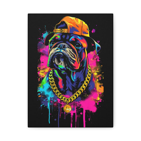 Vibrant Dog In Chain Canvas Print - VYBE Shop