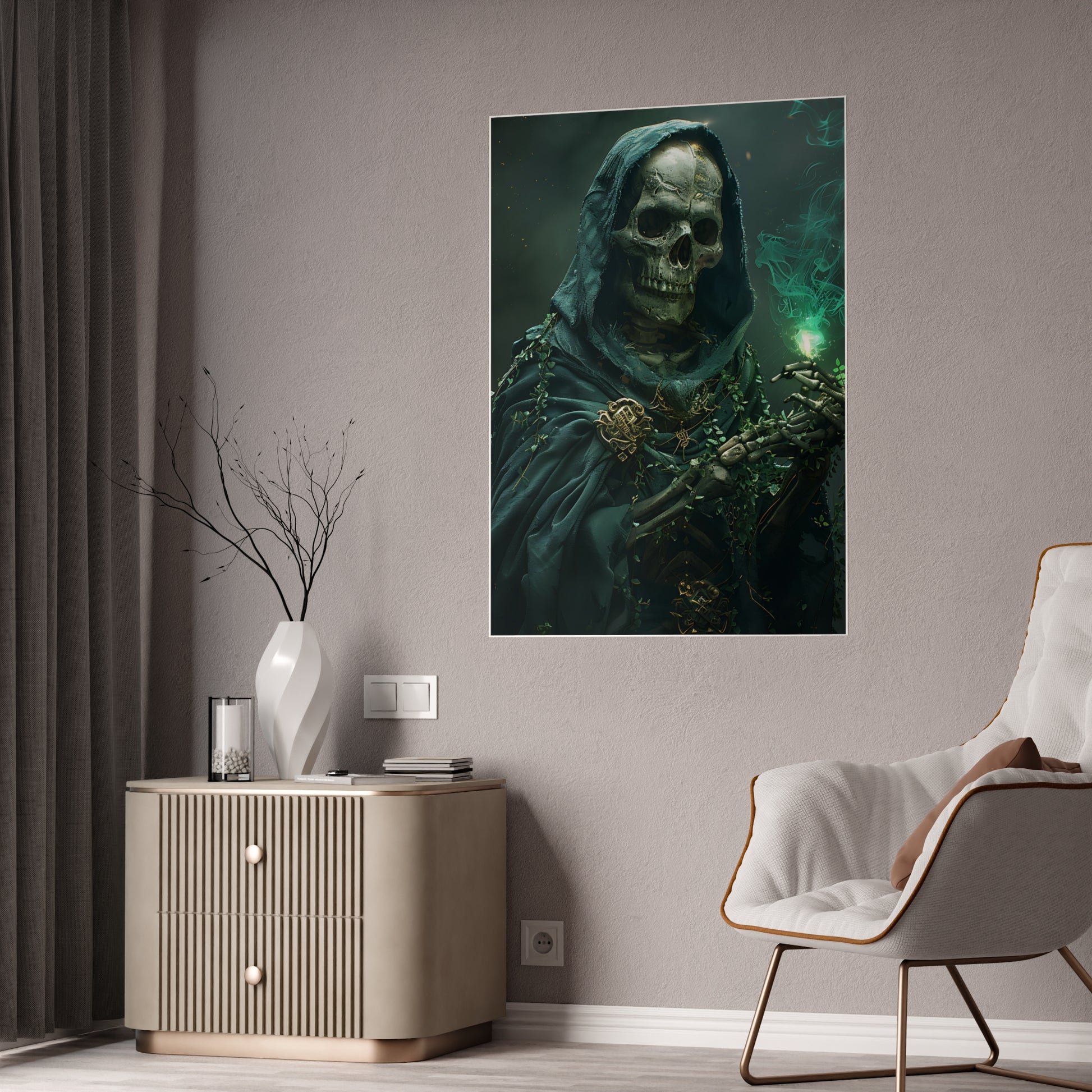 Skeleton Gothic Art Print, Dark Fantasy Poster, Edgy Wall Art - VYBE Shop