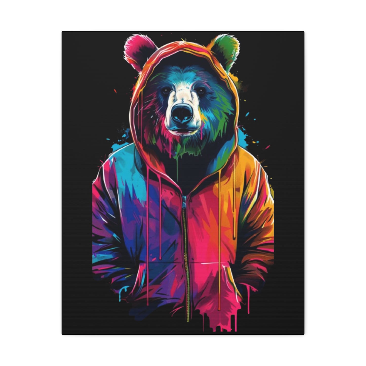Vibrant Bear Canvas Art, Colorful Wall Decor, Modern Animal Painting, Home Aesthetic, Unique Gift Idea, Wildlife Lover Decor - VYBE Shop