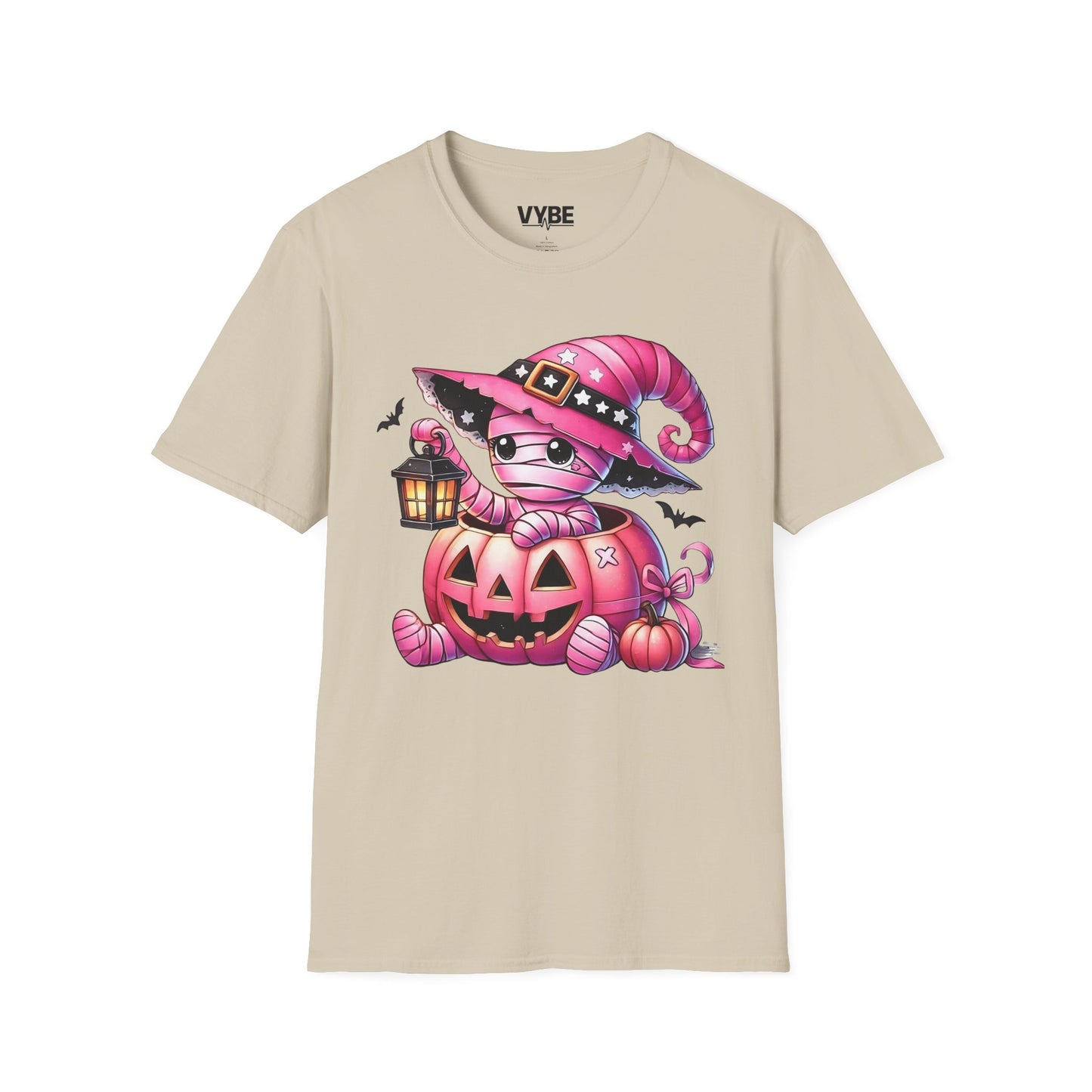 Halloween- Cute Pink Halloween Mummy T-Shirt, Unisex Graphic Tee - VYBE Shop