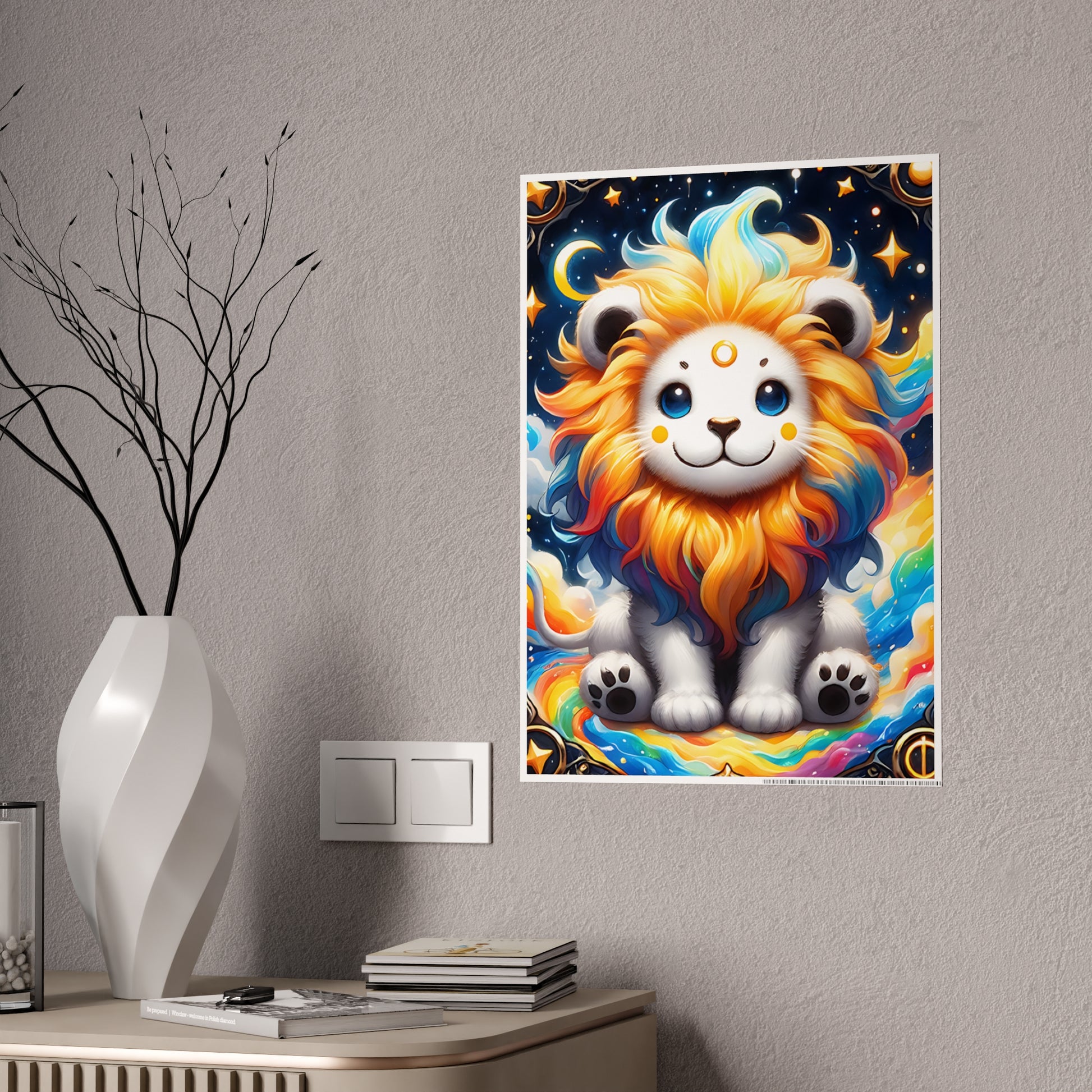 Cute Lion Wall Decor - Colorful Art Gloss Poster for Vibrant Home Decor - VYBE Shop