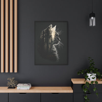 Black Cat Forest Canvas Art, Cat Lover Decor, Unique Wall Artwork, Modern Home Decoration, Gift for Animal Lovers, Nature-Inspired Art - VYBE Shop