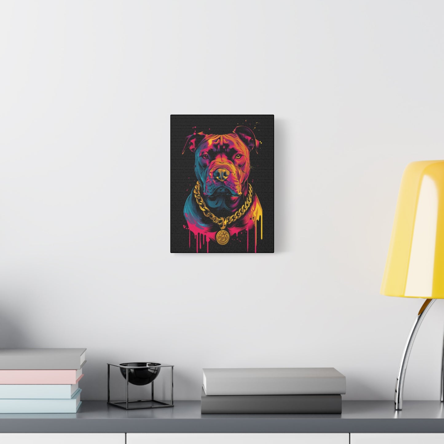 Neon Pitbull Canvas Art, Pet Lover Wall Decor, Modern Home Decor, Unique Gift for Dog Lovers, Vibrant Animal Portrait - VYBE Shop
