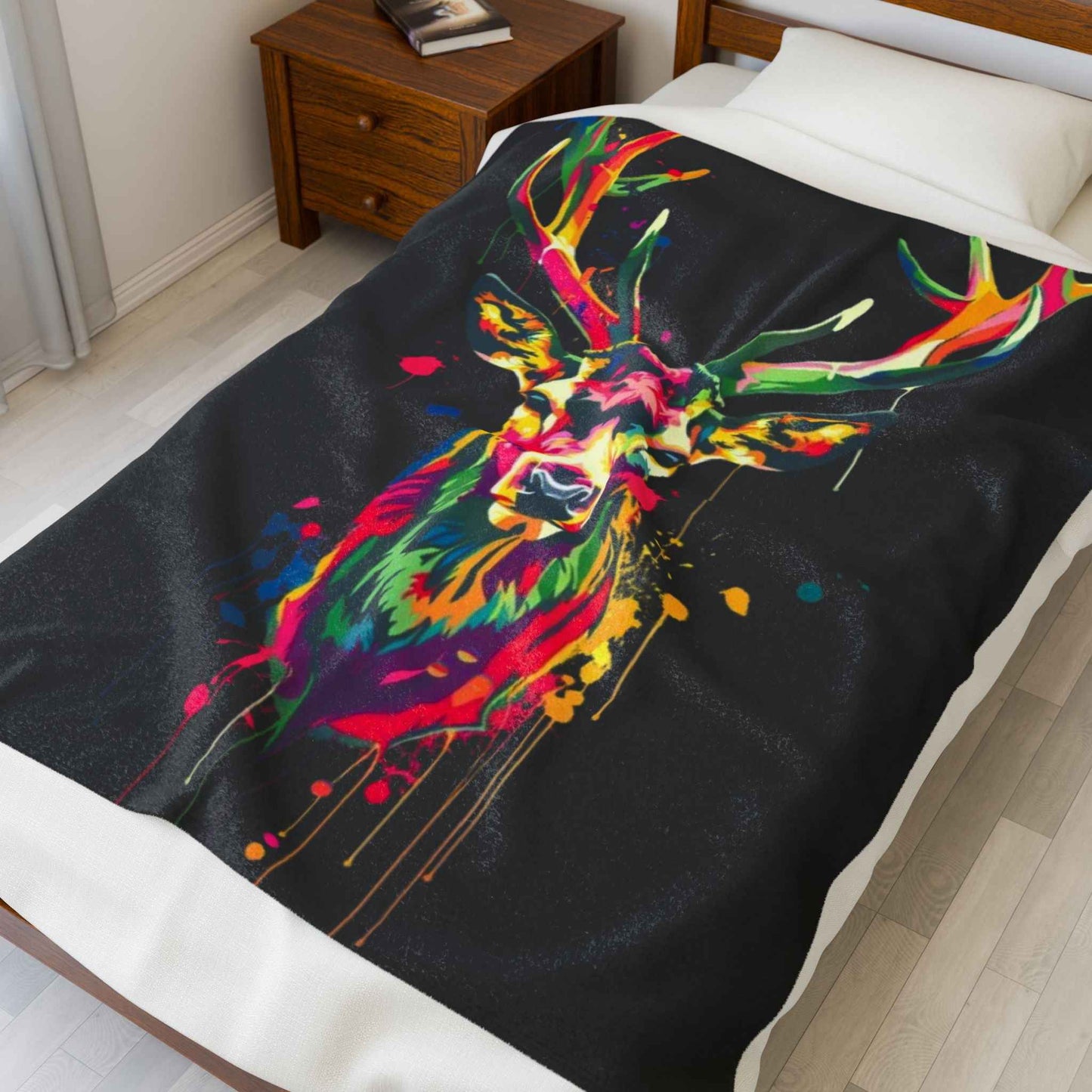 Vibrant Deer Plush Blanket