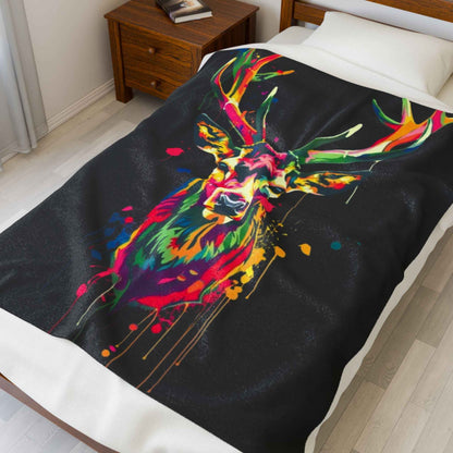 Vibrant Deer Plush Blanket