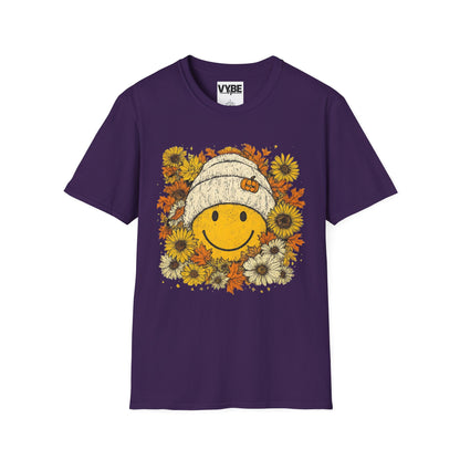 Fall- Happy Smile T-Shirt, Unisex Tee, Fall Fashion, Cute Graphic Shirt, Perfect for Autumn, Gifts for Her - VYBE Shop