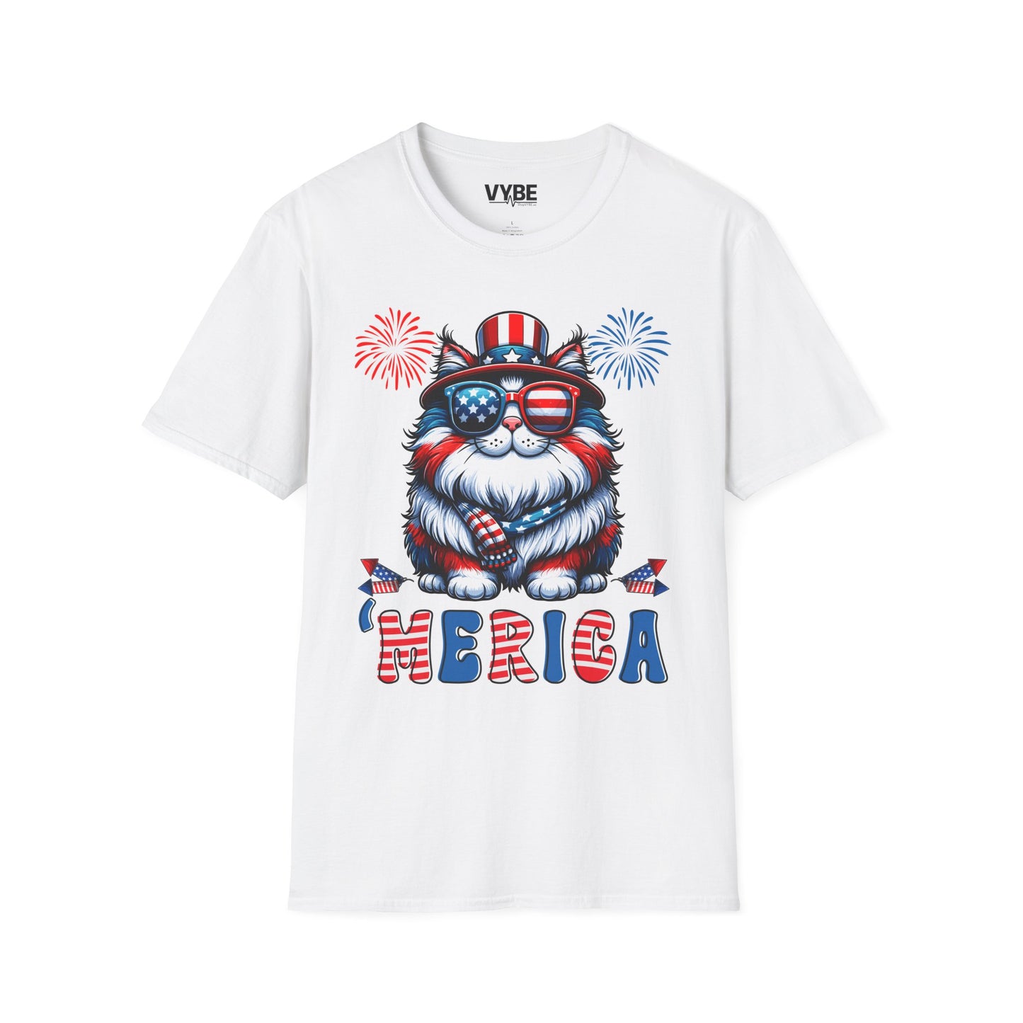 Patriotic 'Merica Cat T-Shirt - VYBE