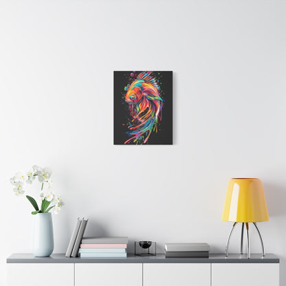 Neon Fish Canvas Art, Colorful Wall Decor, Artistic Home Accent, Gift for Fish Lovers, Unique Ocean Decor, Bright and Cheerful Wall Art - VYBE Shop
