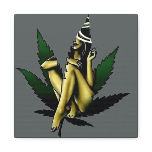 Artistic Cannabis Wall Canvas, Stretched Wall Art, Home Decor, Unique Gift, Bohemian Vibe, Chill Atmosphere - VYBE Shop