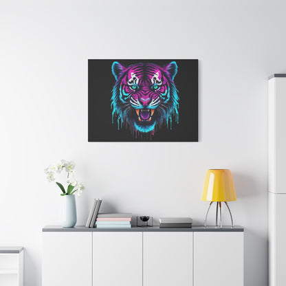 Neon Tiger Canvas Art, Wall Decor, Colorful Animal Artwork, Home Interior, Gift for Animal Lovers, Unique Wall Hanging - VYBE Shop
